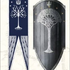Rabatt 😉 United Cutlery Gondorisches Schild Mit Flagge - Replika 1:1 - Herr Der Ringe 108 Cm 😍